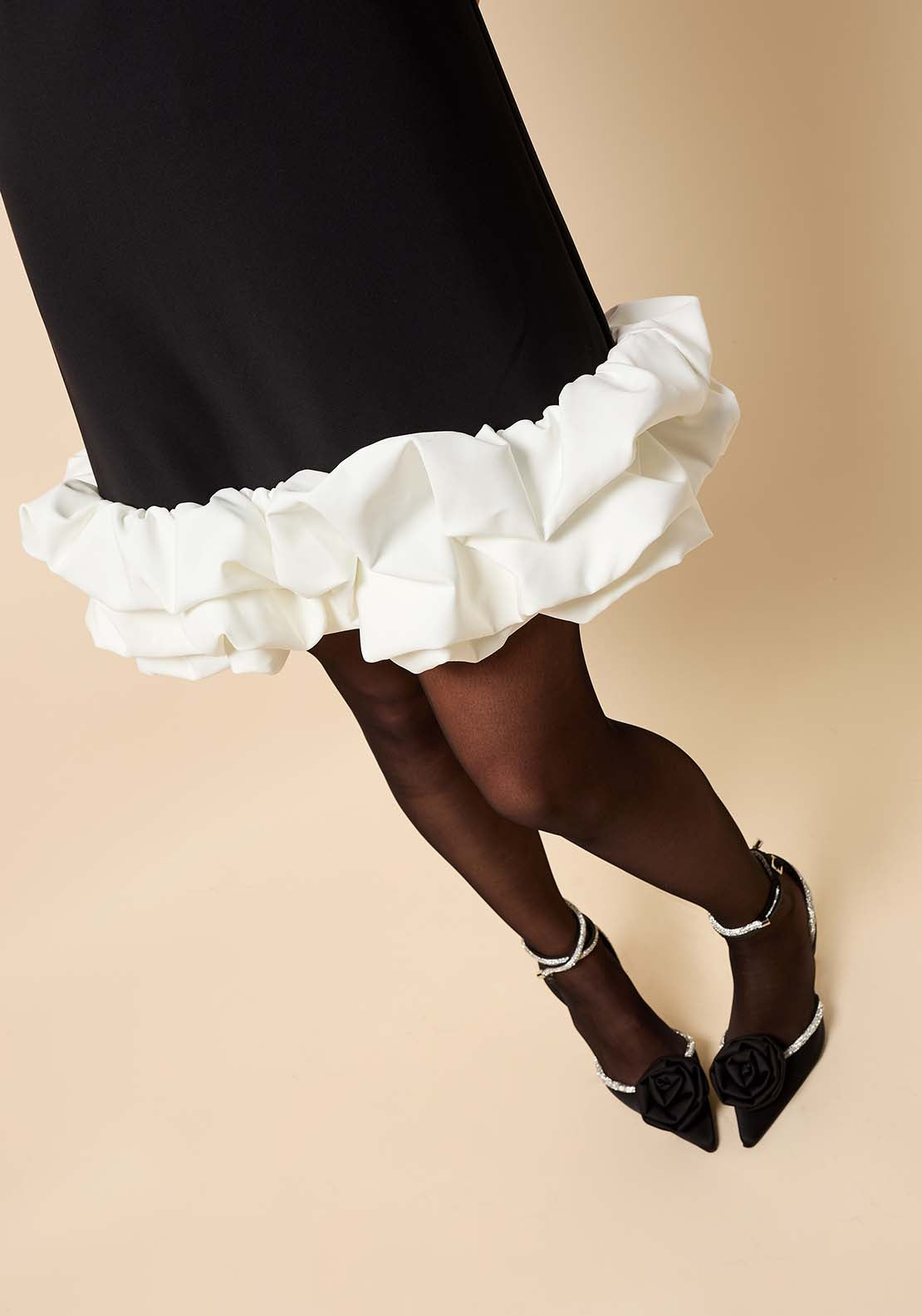 Contrast Hem Mini Dress - Black