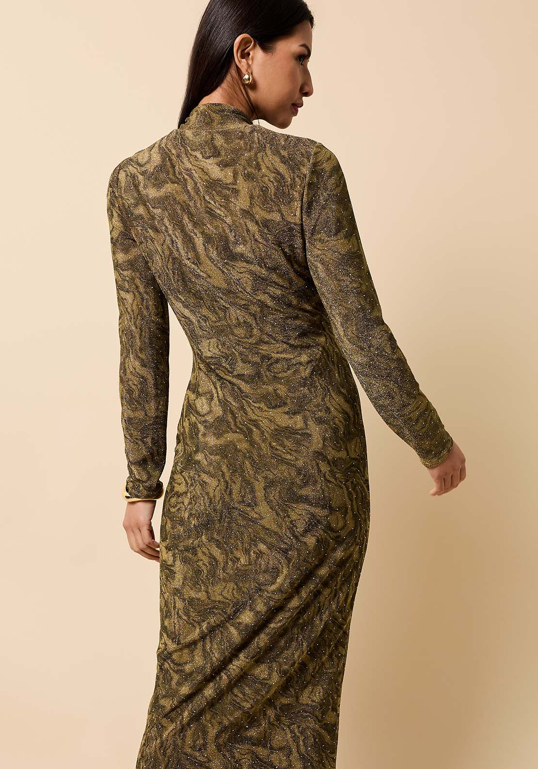 Lurex Midi Dress - Brown