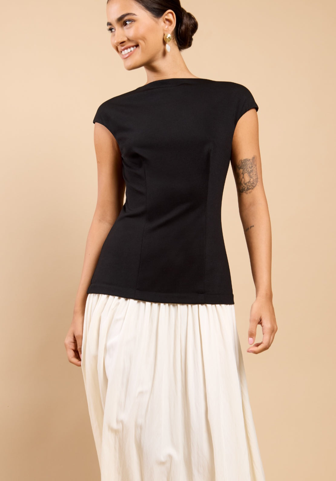 Amoura Monochrome Dropped Waist Dress - Black And White