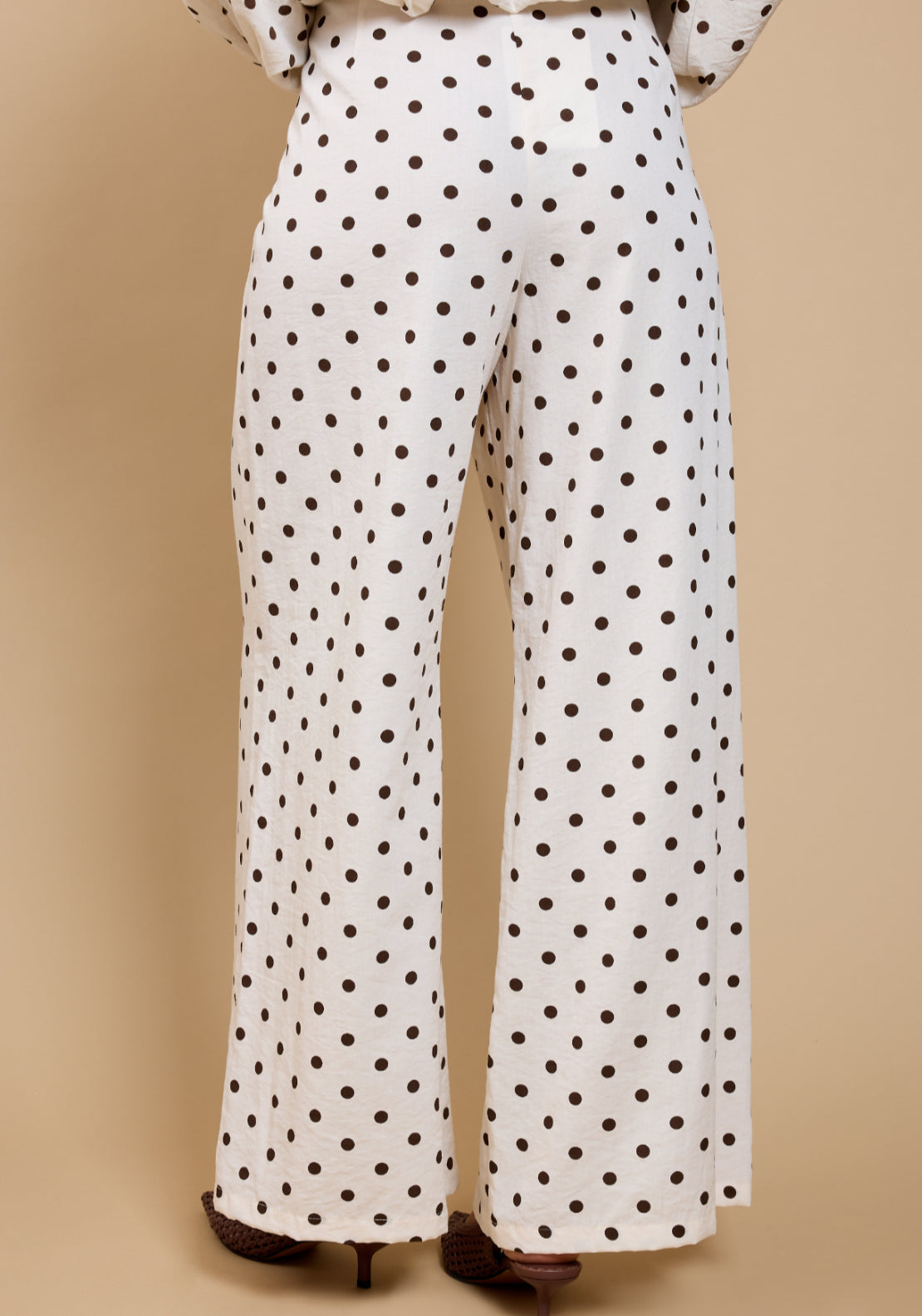 Clarisse Polka Dot Wide Leg Trousers - White
