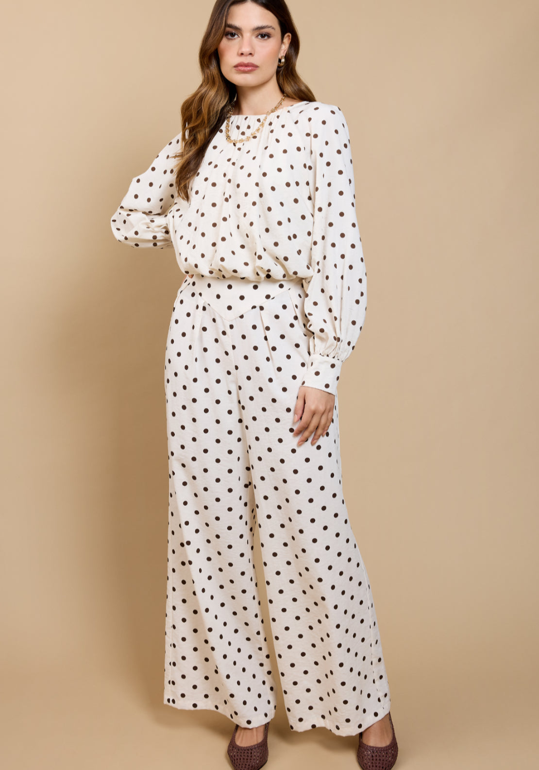 Danica Polka Dot Balloon Top - White