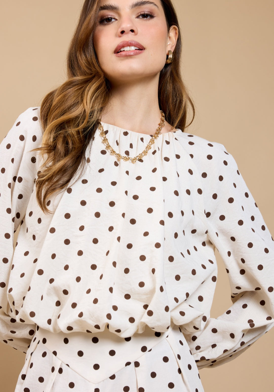 Danica Polka Dot Balloon Top - White