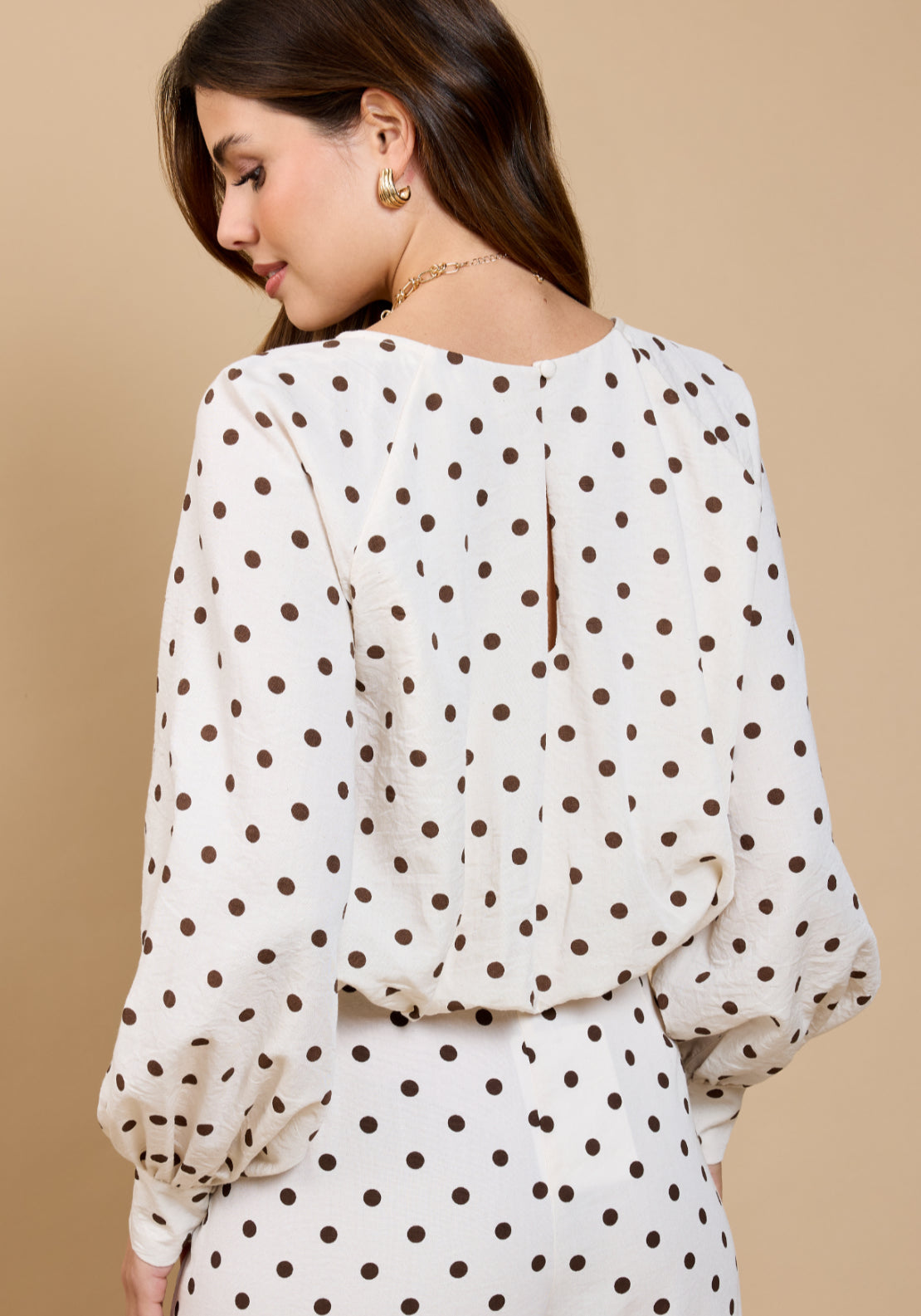 Danica Polka Dot Balloon Top - White