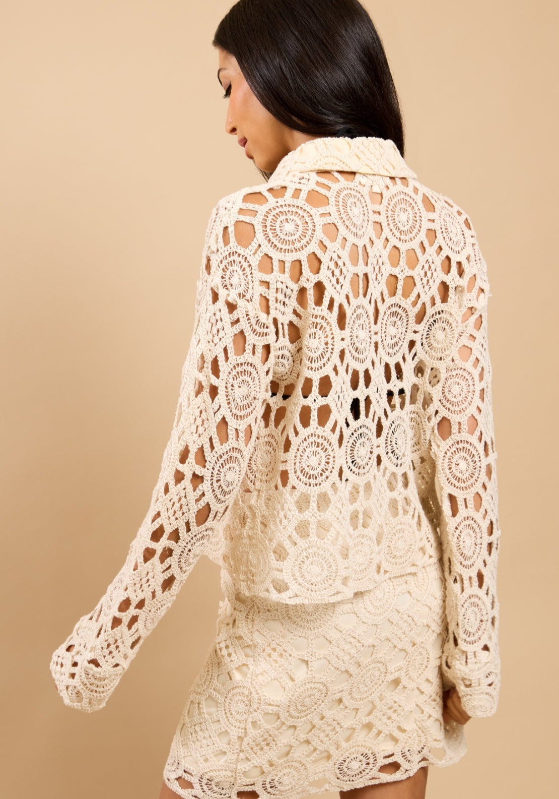 Little Mistress Étoile Crochet Shirt - Beige 1 Shaws Department Stores