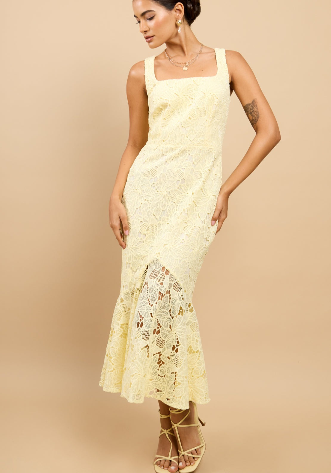 Gisella Crochet Dress - Lemon
