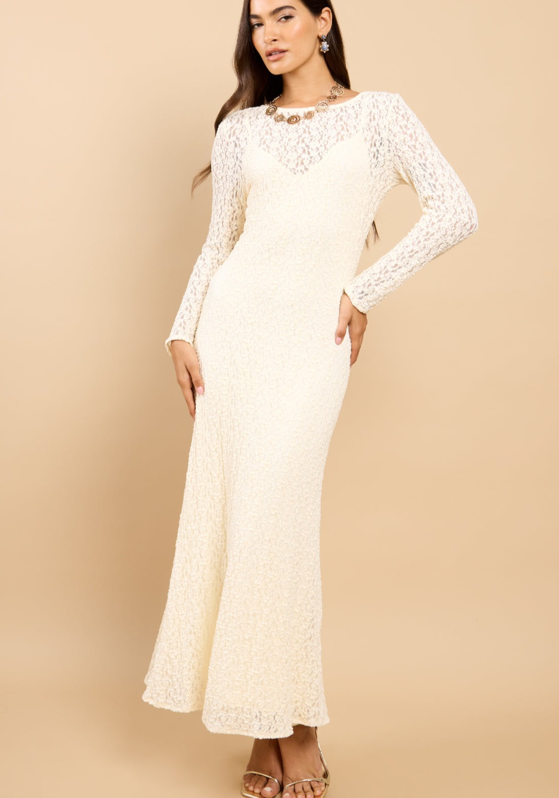Laelia Textured Dress - Cream