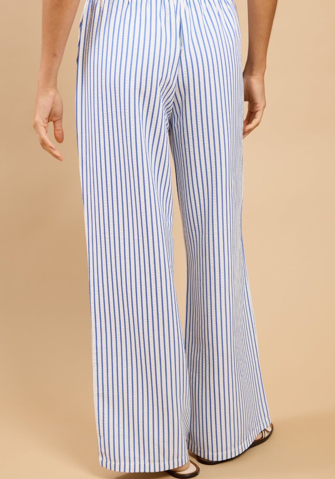 Maelle Stripe Wide Leg Trousers - Blue Stripe