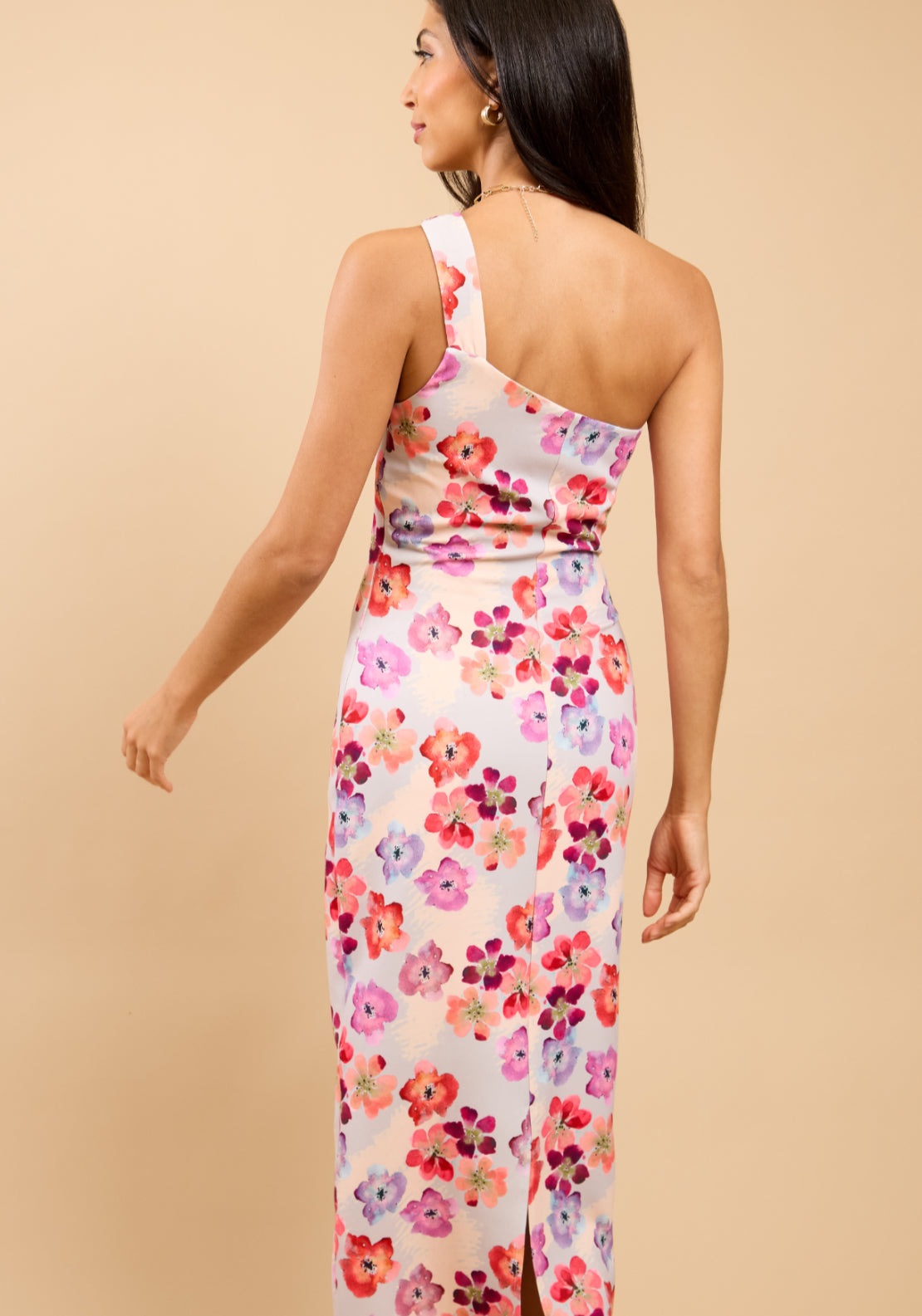 Sybille Floral Print One Shoulder Dress - Pink