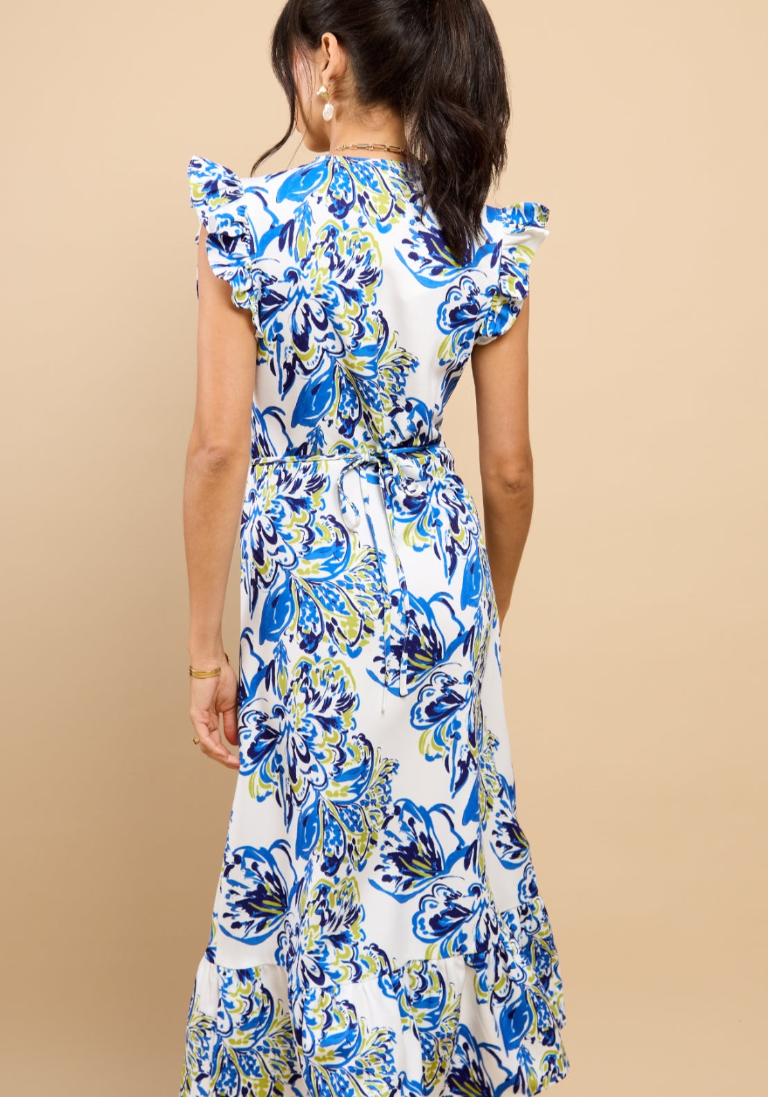 Honora Floral Print Button Down Dress - Blue Prnt
