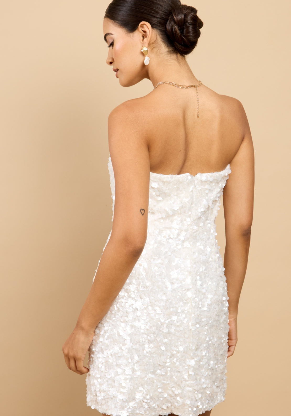 Gaia Sequin Mini Dress - White