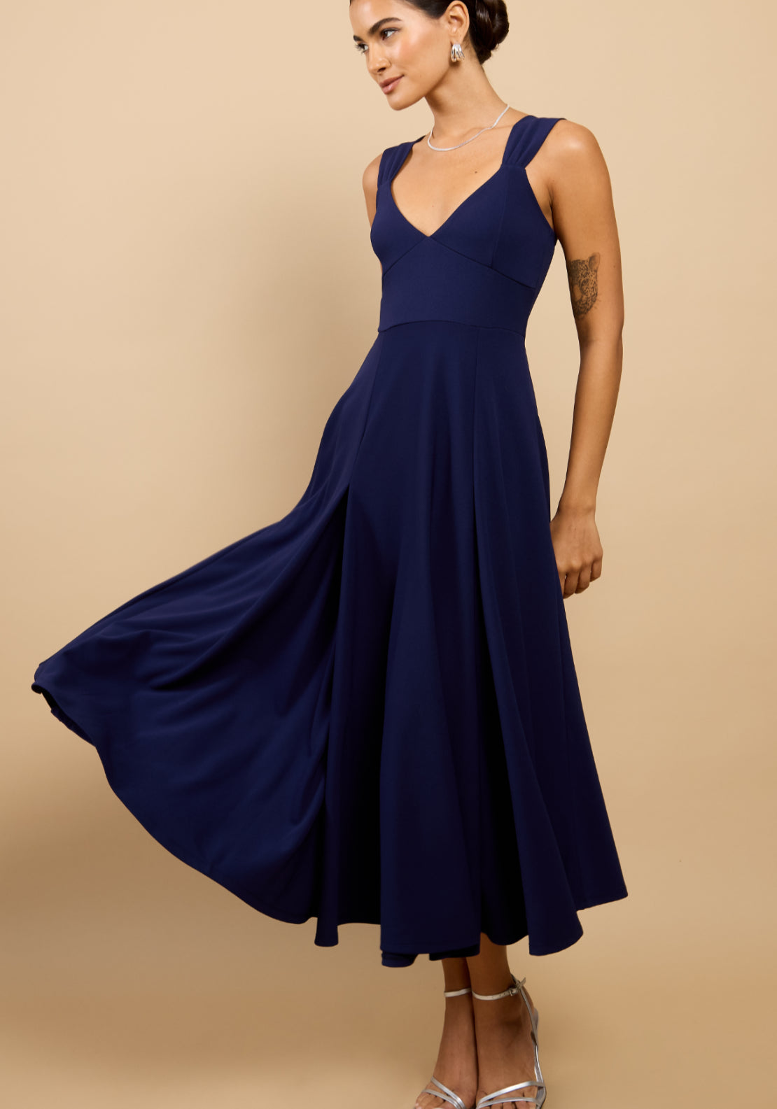 Amely Gathered Strap Dress - Blue