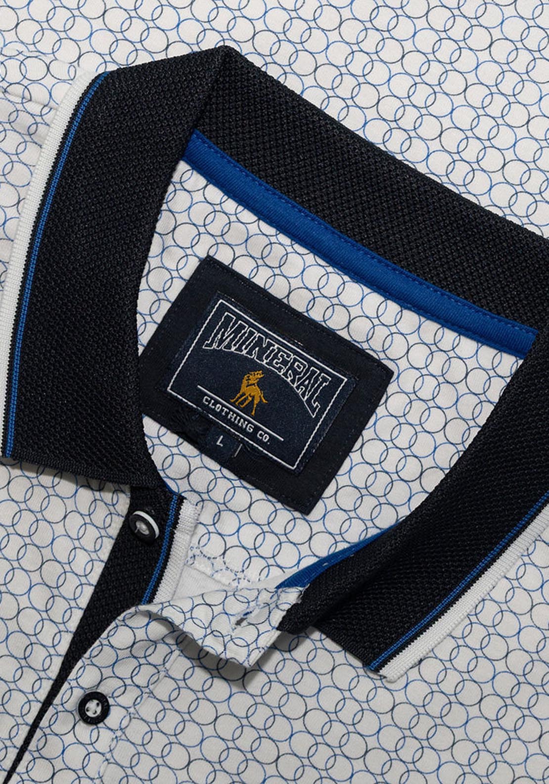 Mineral Danny Aop Polo - Ecru/navy 5 Shaws Department Stores