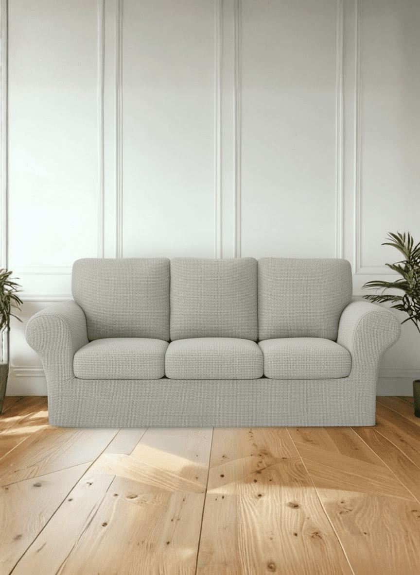 The Home Collection 3 Seater Delby Sofa Cover Set - Silver 1 Shaws Department Stores
