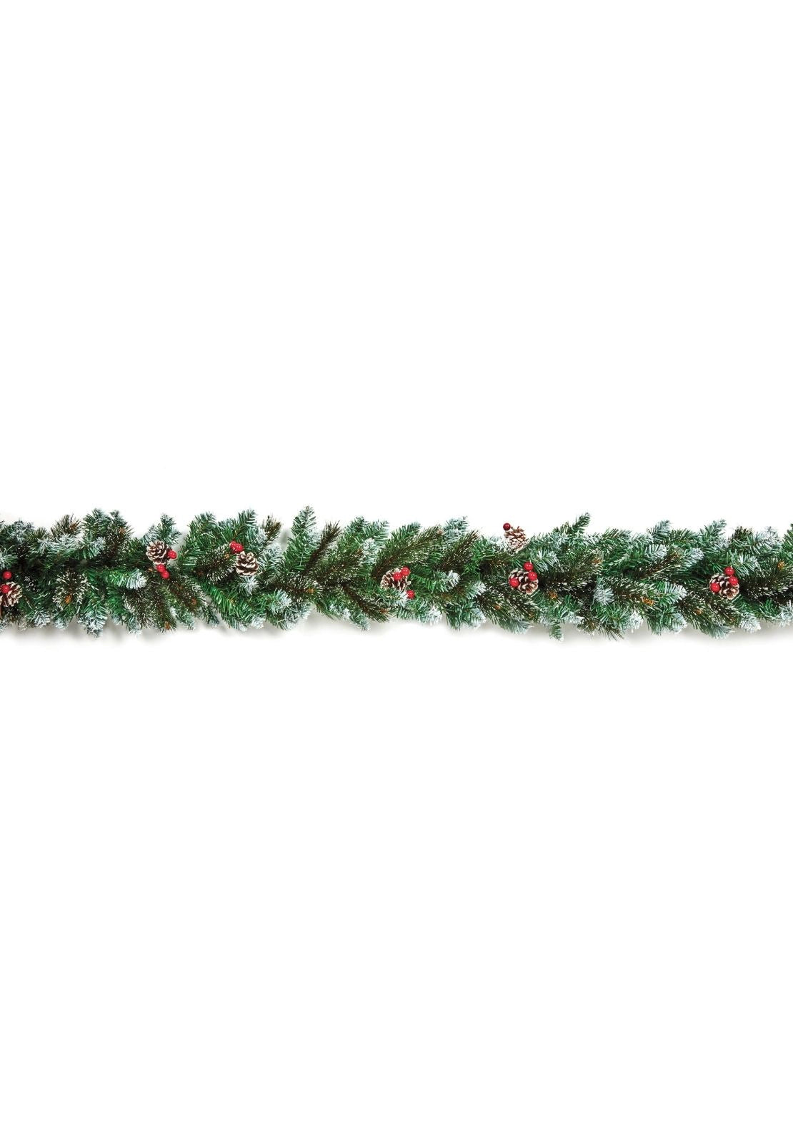 Snow Tipped Christmas Garland With Cones & Berries - White