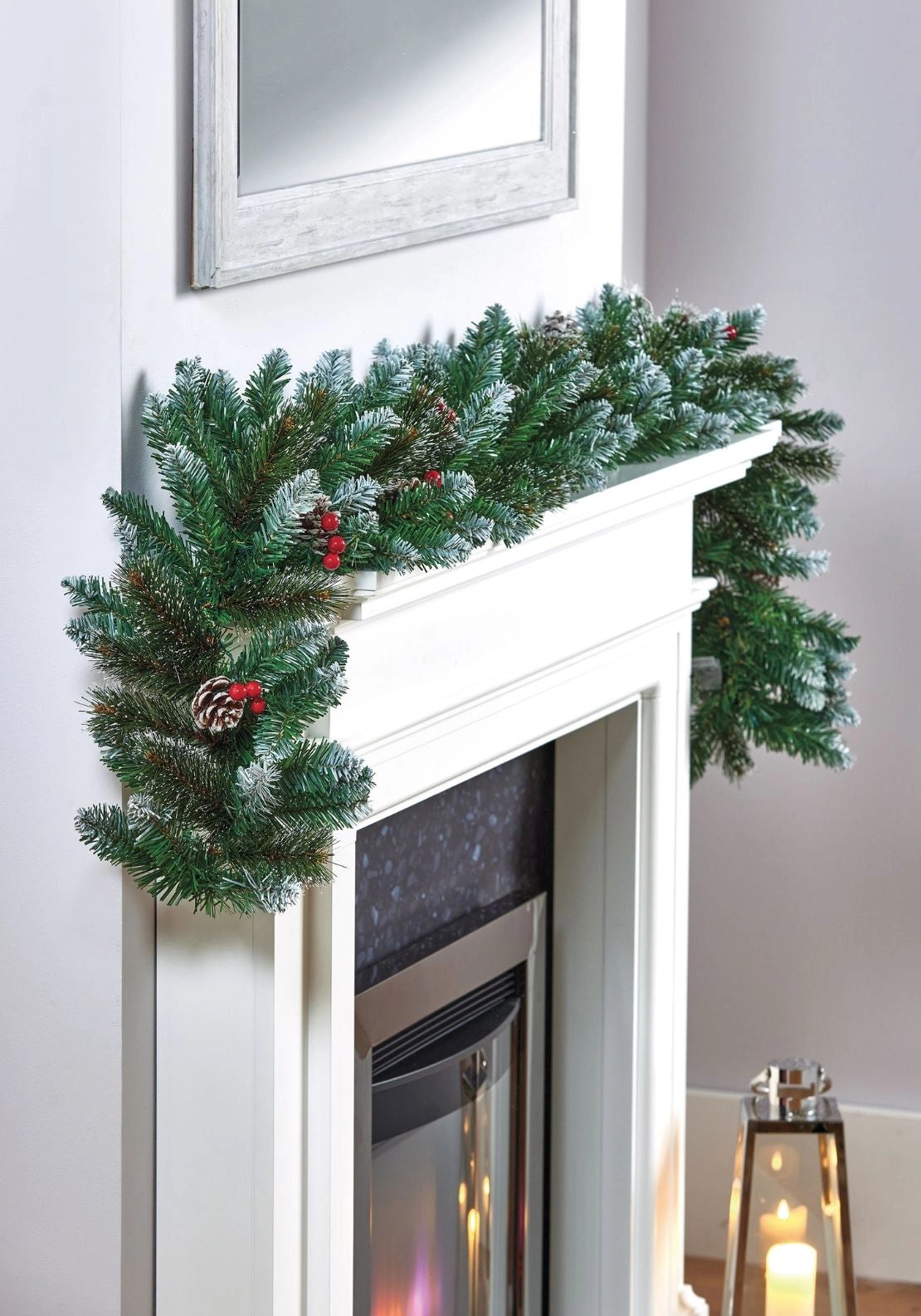 The Home Christmas Snow Tipped Christmas Garland With Cones & Berries - White 1 Shaws Department Stores