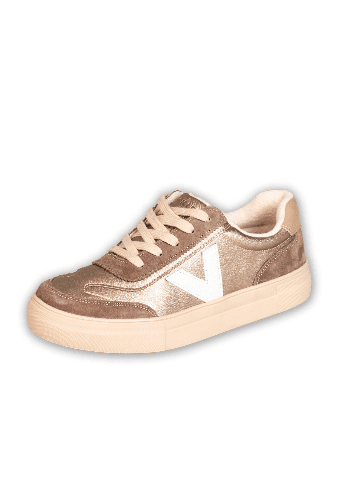 Drilleys Leather Upper V Trainer - Metallic 1 Shaws Department Stores