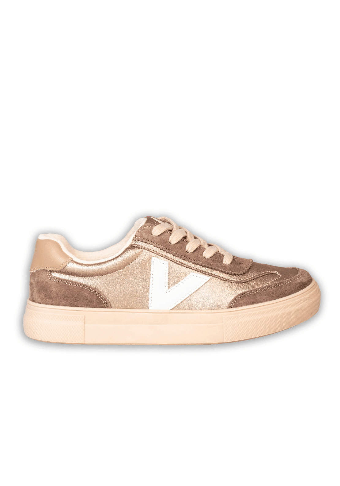 Drilleys Leather Upper V Trainer - Metallic 2 Shaws Department Stores