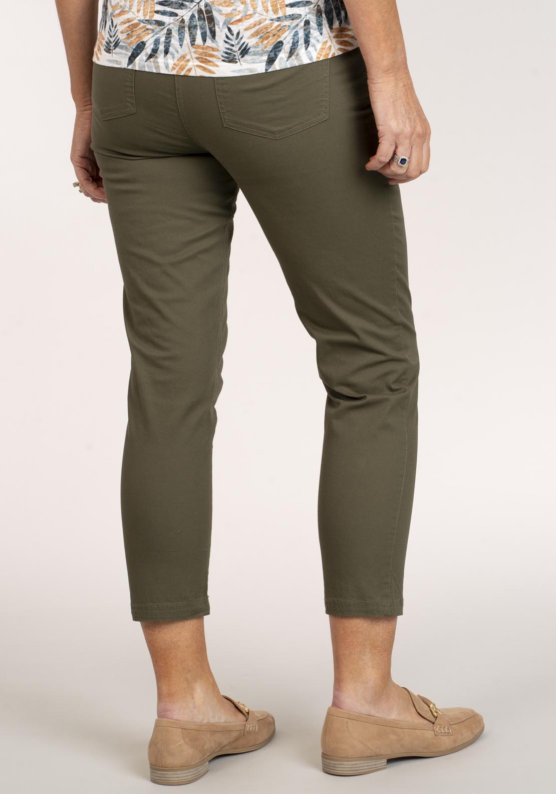 Tea Lane Cotton Chino Ankle Grazer - Green 5 Shaws Department Stores