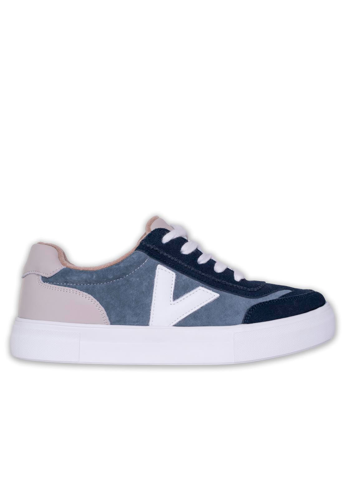 Drilleys Leather Upper V Trainer - Navy Dive In 1 Shaws Department Stores