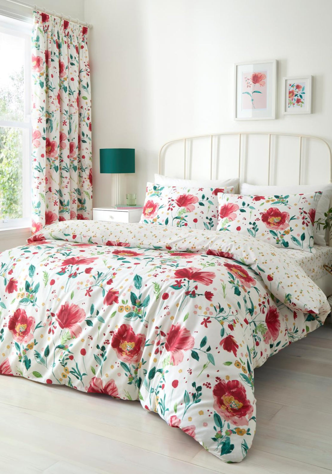 The Home Collection Poppy Print Duvet Cover Set - Red 2 Shaws Department Stores
