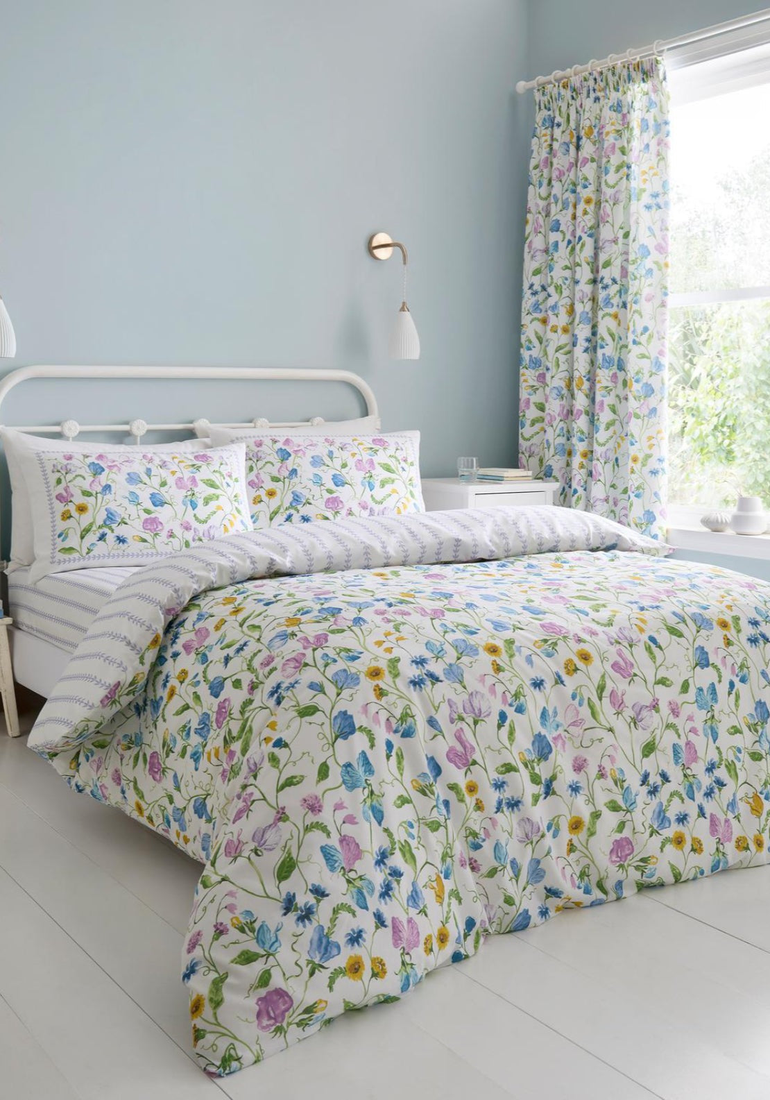 The Home Luxury Collection 100% Cotton Botanics Duvet Cover Set - Purple 2 Shaws Department Stores