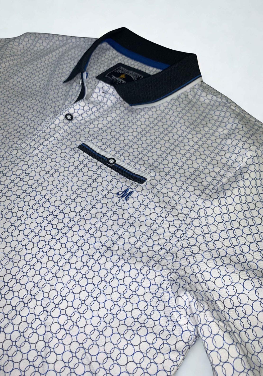 Mineral Danny Aop Polo - Ecru/navy 2 Shaws Department Stores