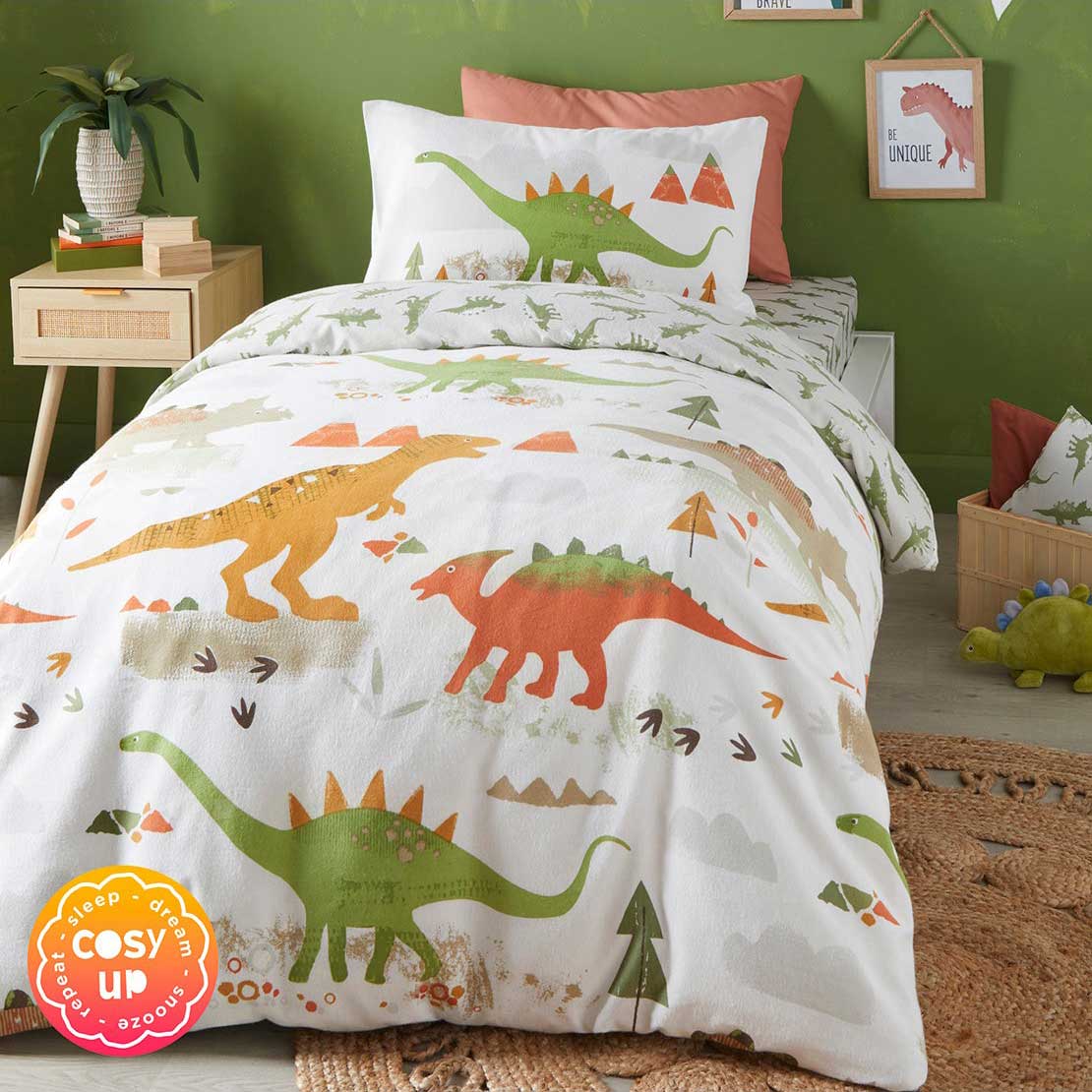 Brushed Dinosaur Duvet Cover Set – Shaws - Main Image