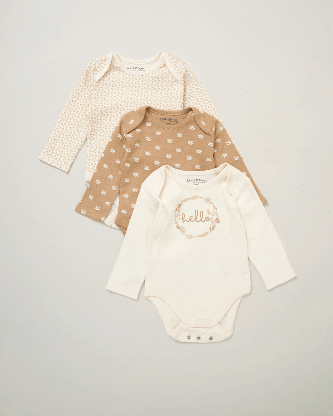 Jainco Baby Long Sleeve Vests Pack Of 3 - Beige 1 Shaws Department Stores