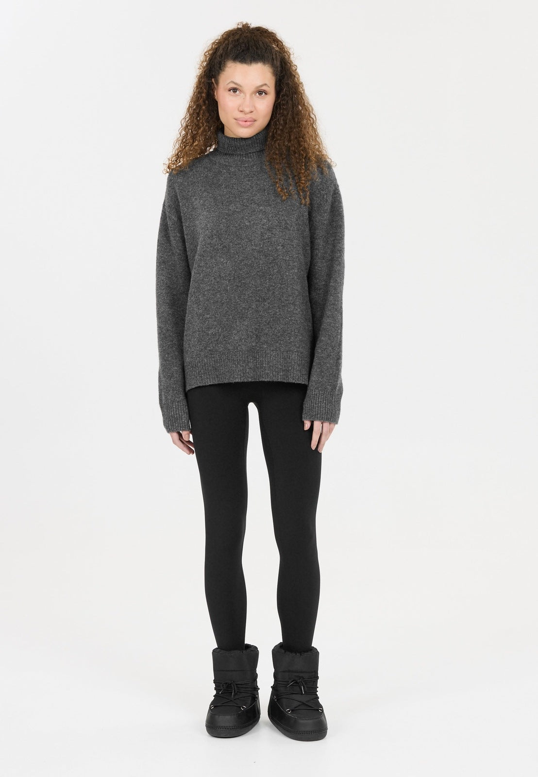 Athlecia Daviana Knitted High Neck - Grey Melange 3 Shaws Department Stores