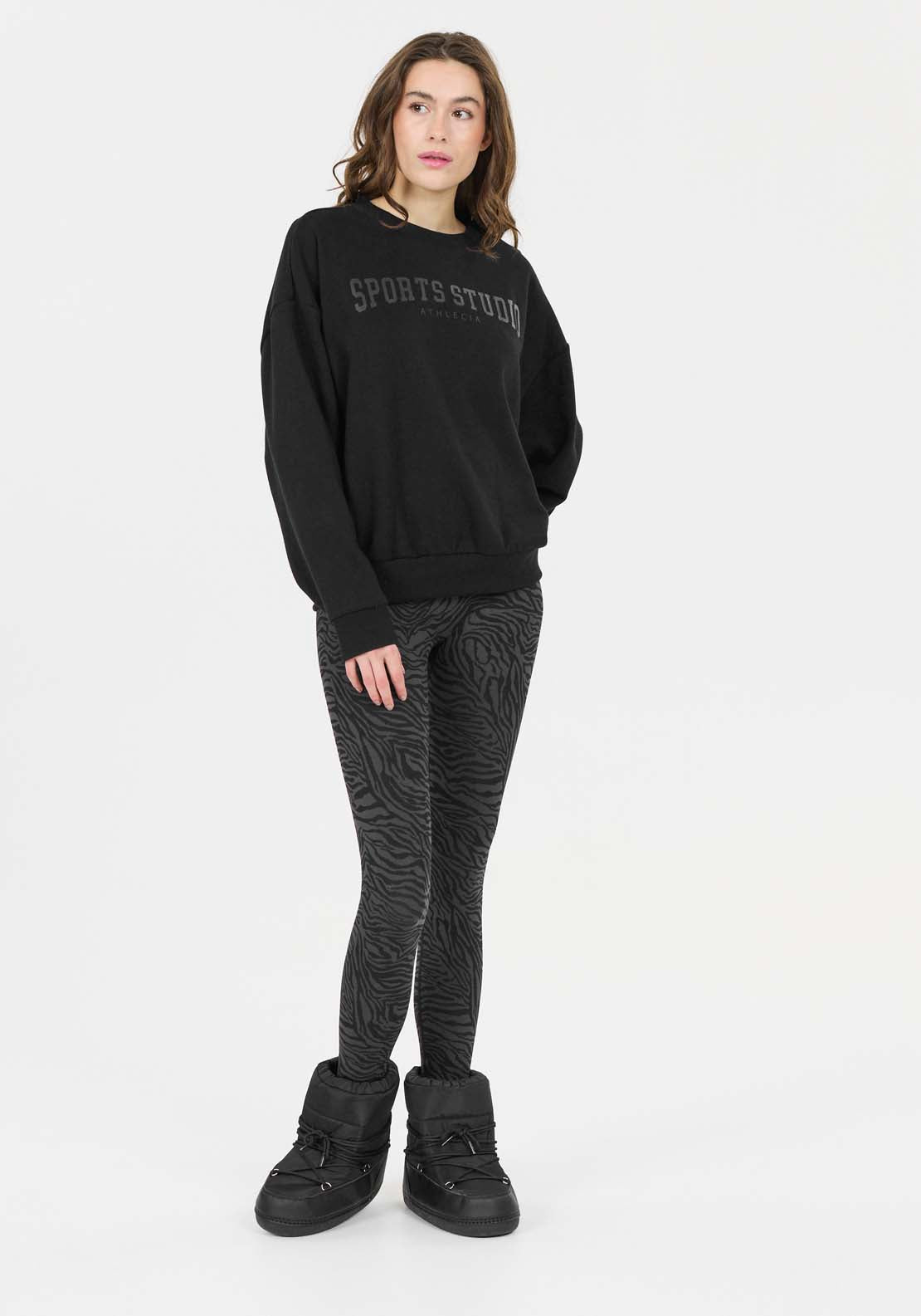 Athlecia Giannis Sweatshirt With Crew Neck - Black 3 Shaws Department Stores