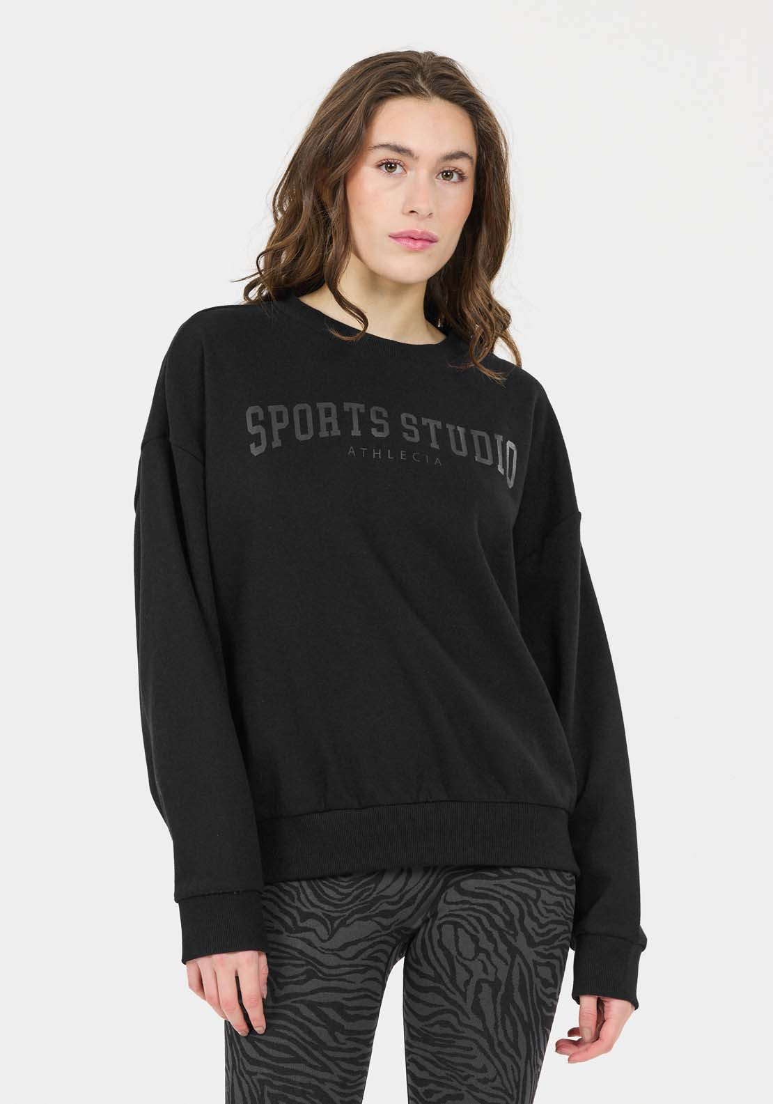 Athlecia Giannis Sweatshirt With Crew Neck - Black 1 Shaws Department Stores