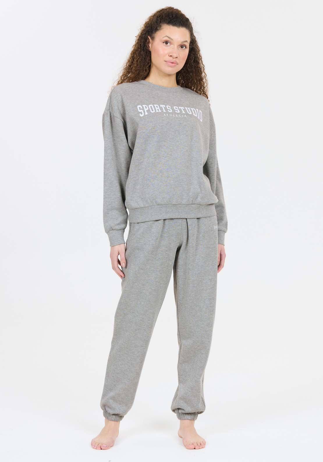 Athlecia Giannis Sweatshirt With Crew Neck - Light Grey Melange 4 Shaws Department Stores
