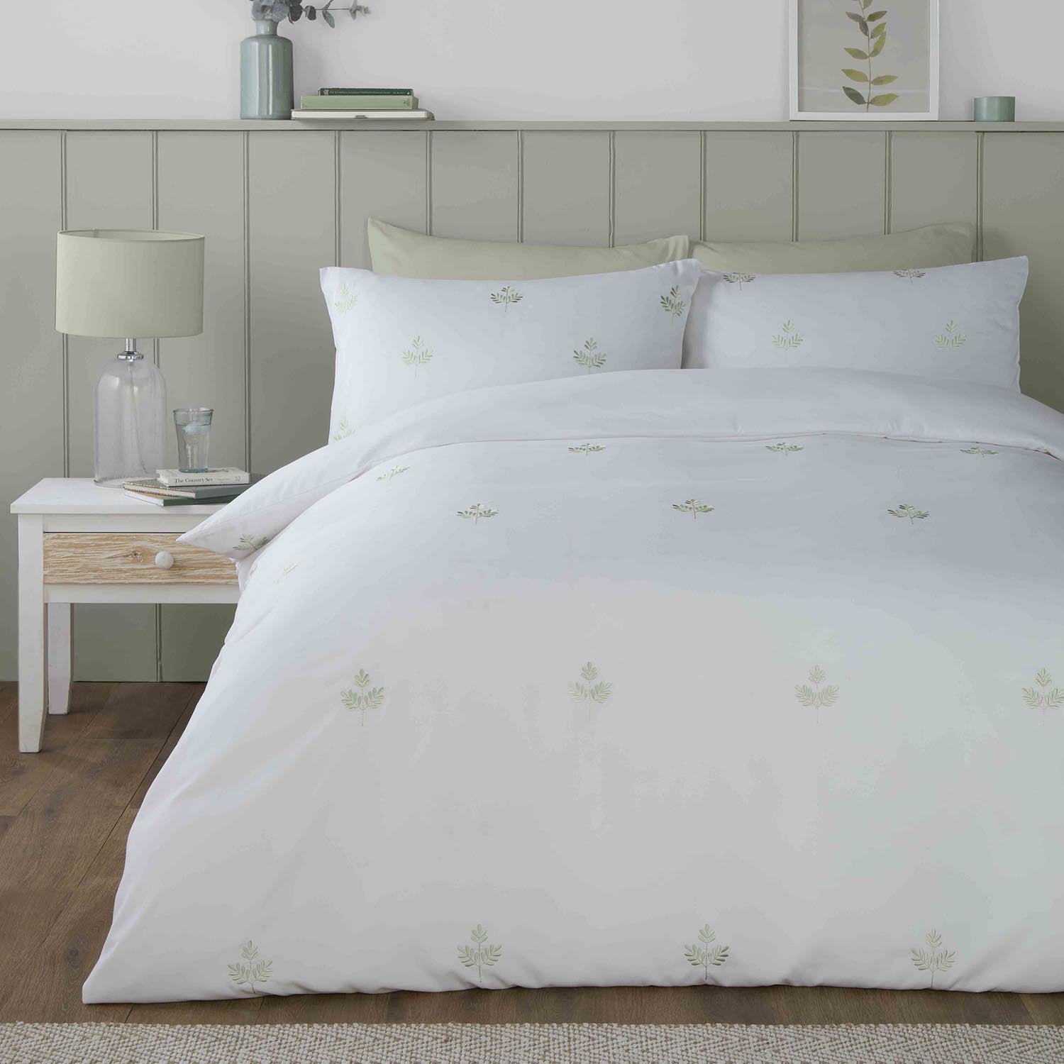 The Home Collection Emma Duvet Cover Set - Green 1 Shaws Department Stores