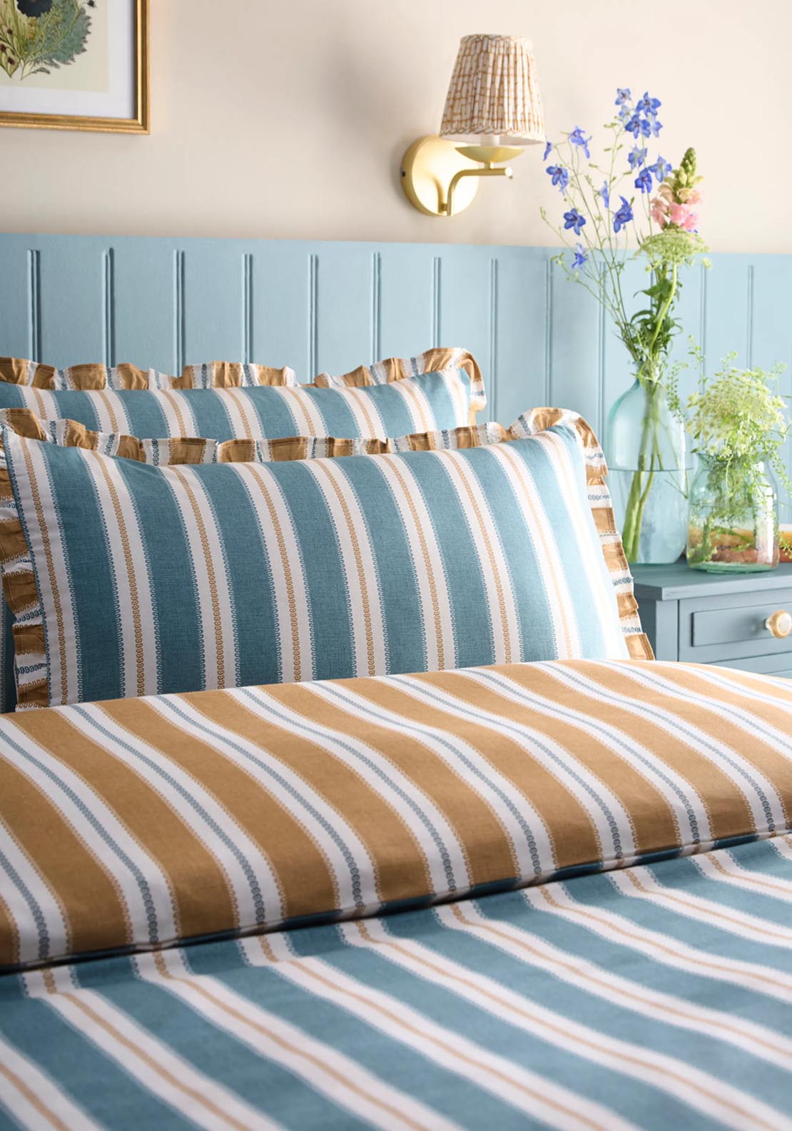 Heather & Ferne Lois Stripe Duvet Cover Set - Blue 2 Shaws Department Stores
