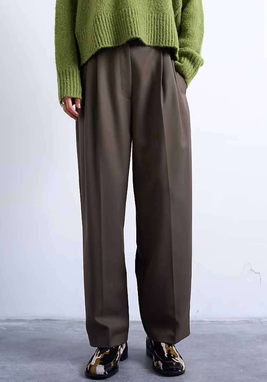 Topshop Lottie Sluchy Wide Leg - Bright Green 1 Shaws Department Stores