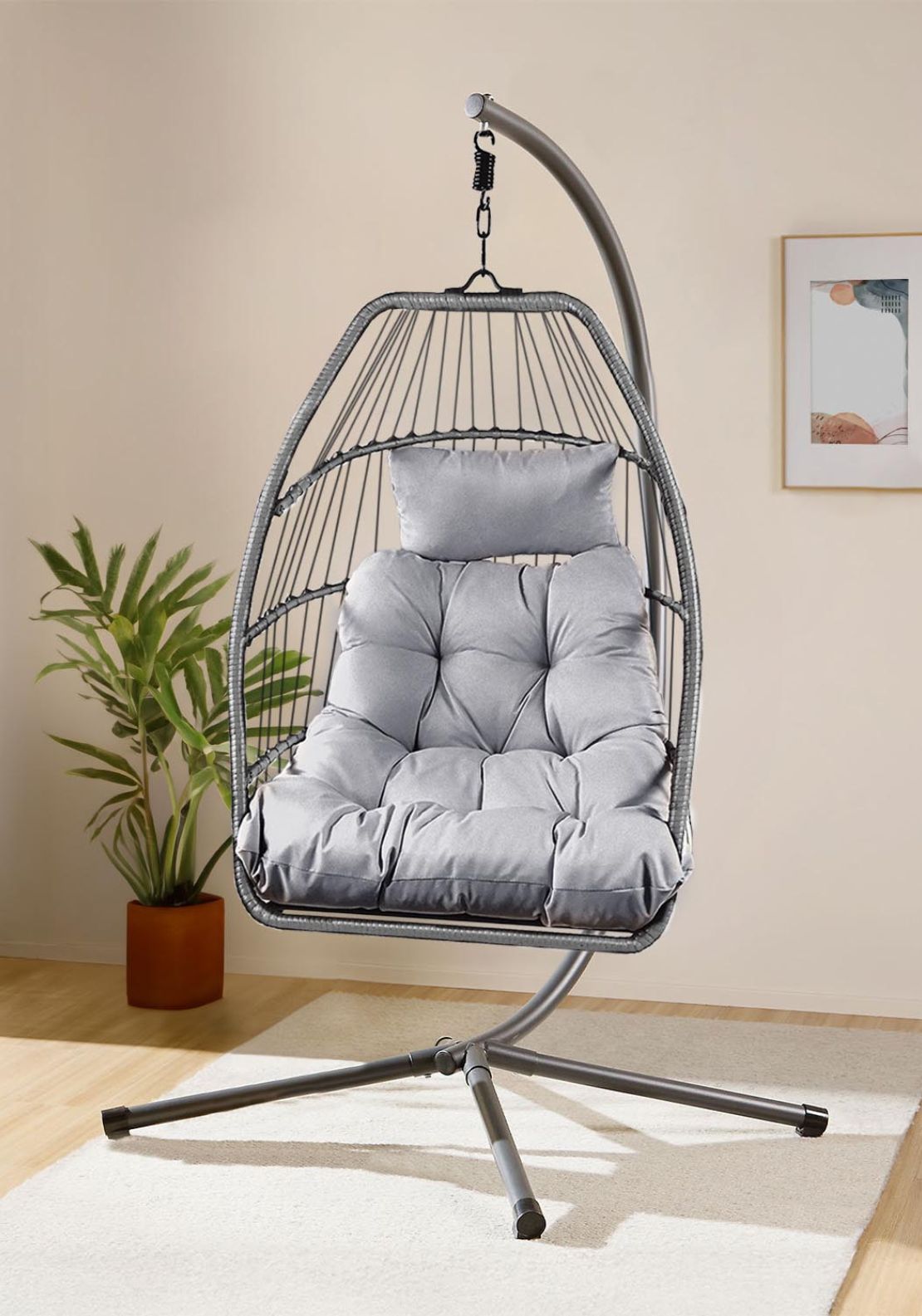 The Home Collection Single Seat Swinging Egg Chair Charcoal - Grey 1 Shaws Department Stores