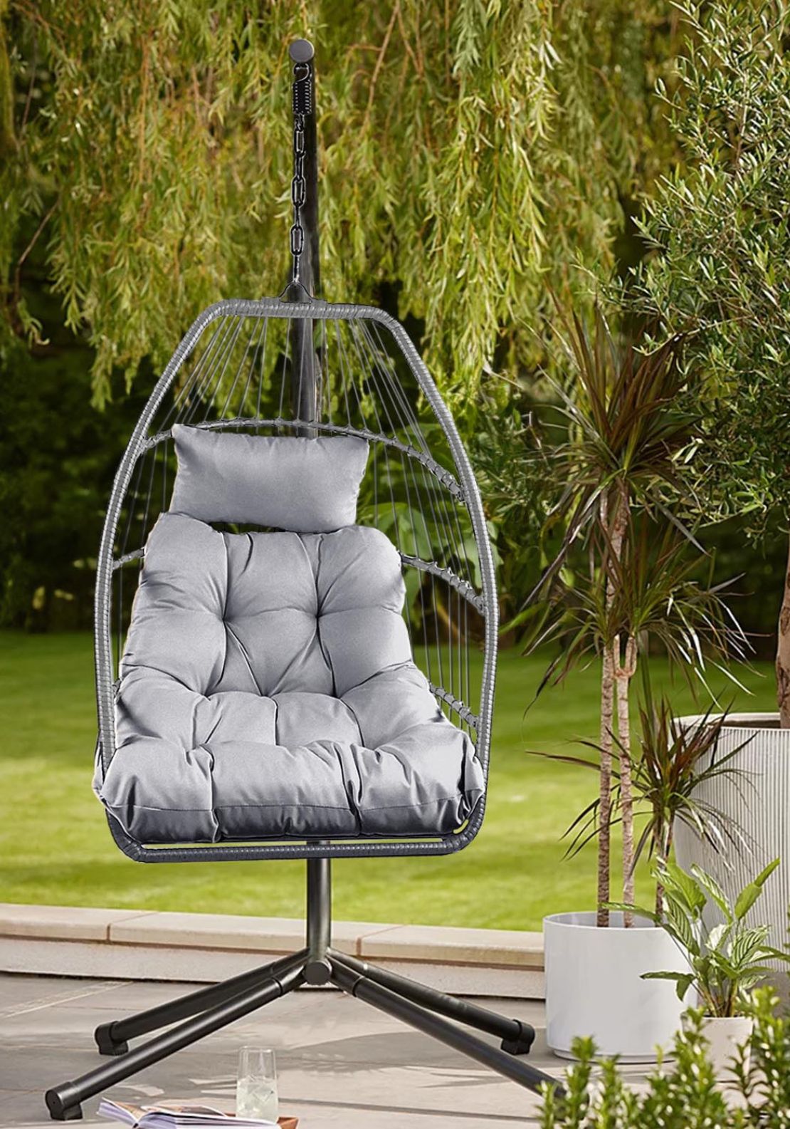 The Home Collection Single Seat Swinging Egg Chair Charcoal - Grey 2 Shaws Department Stores