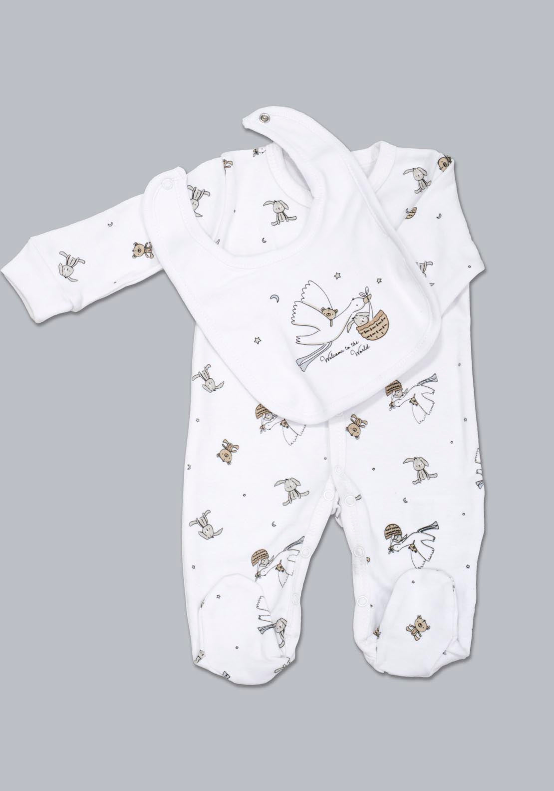Jainco Rocka Bye Baby Boutique 100% Cotton 8 Pack Rabbit Layette Set - White 2 Shaws Department Stores