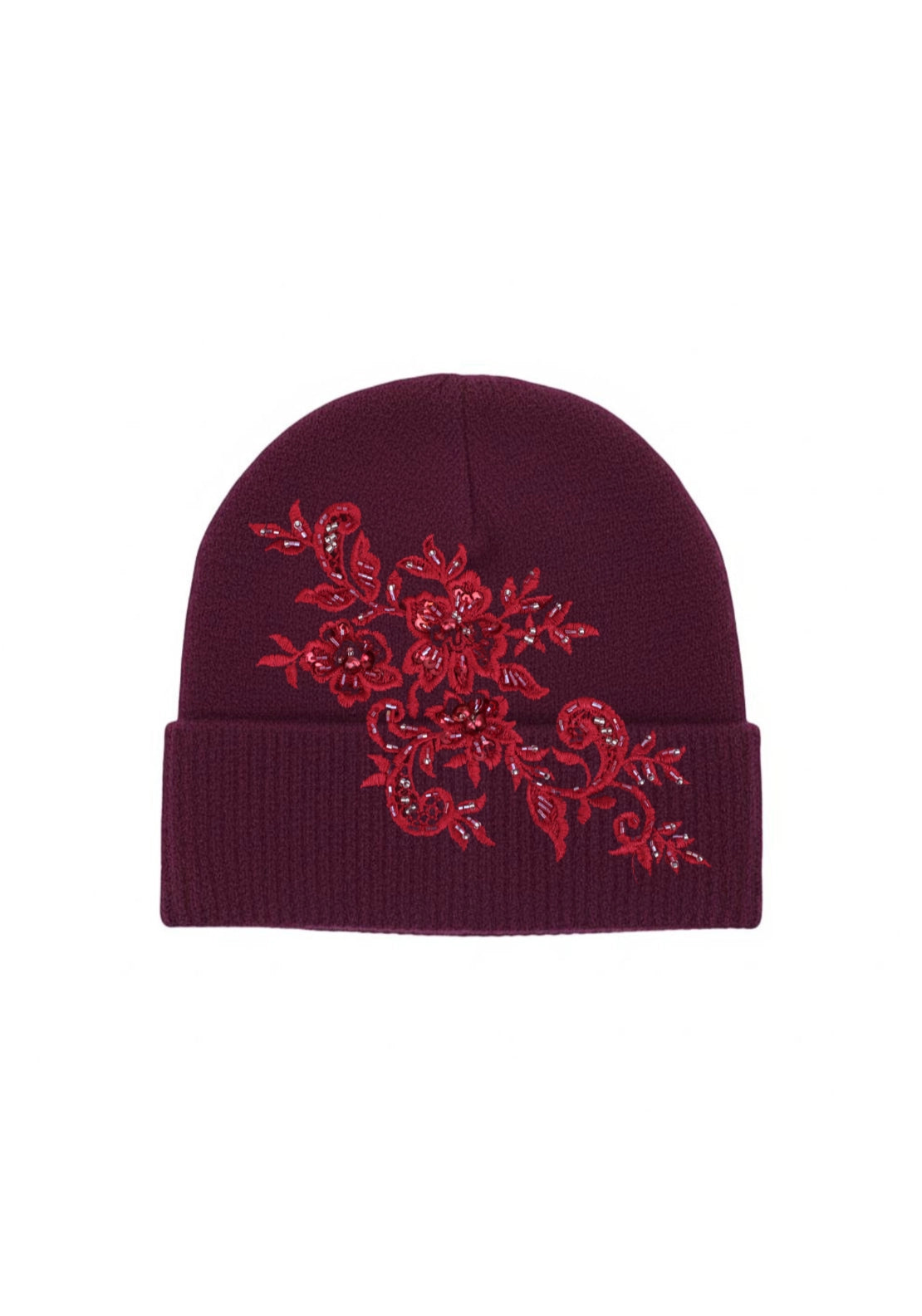 Appliqué Flower Detail Hat - Red