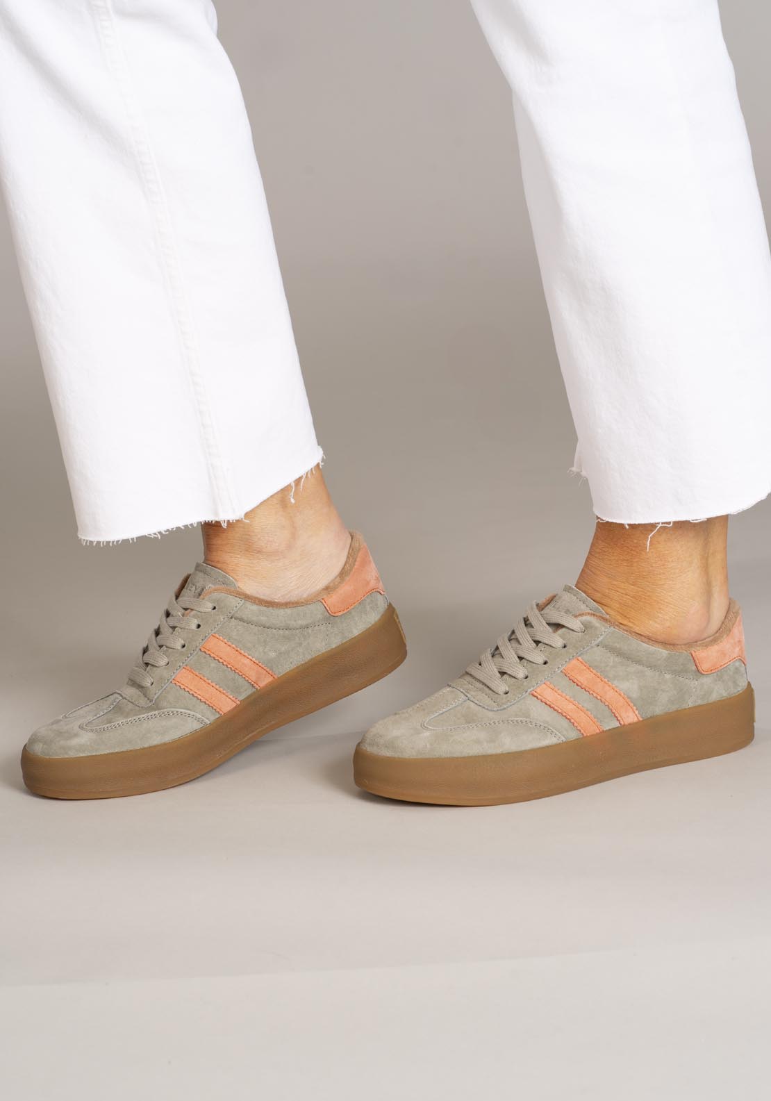 Drilleys Gum Ad Sole Trainer - Moss Papaya 4 Shaws Department Stores