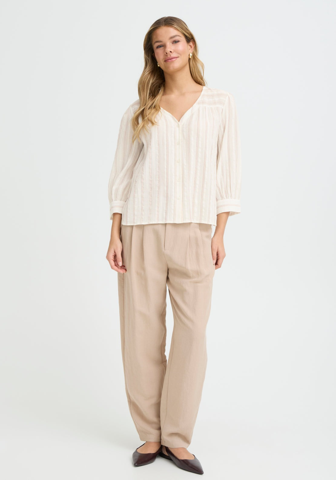 Fransa Regular Fit Stripe Shirt - Honeysuckle Stripes 1 Shaws Department Stores
