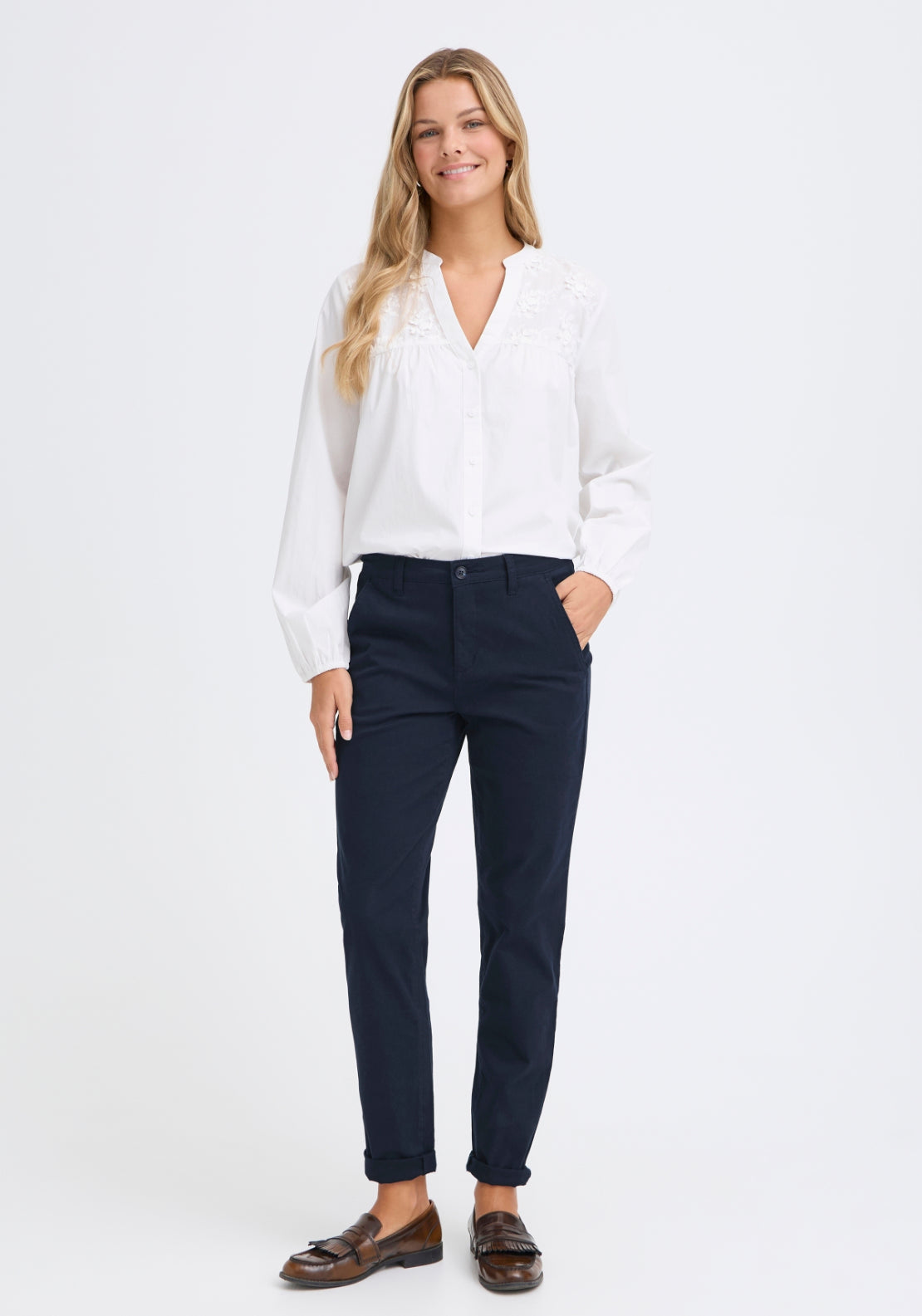 Fransa Sleek Suit Pants - Blue 1 Shaws Department Stores