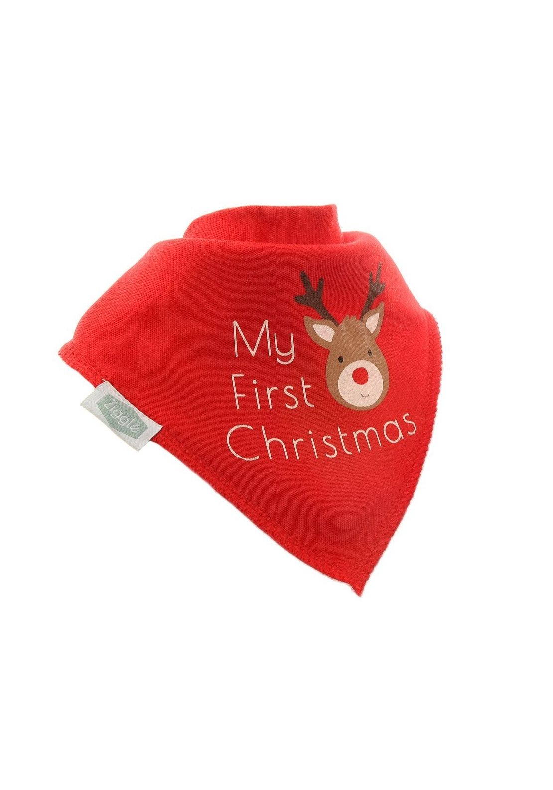 Ziggle My First Christmas Reindeer Bib - Red 1 Shaws Department Stores