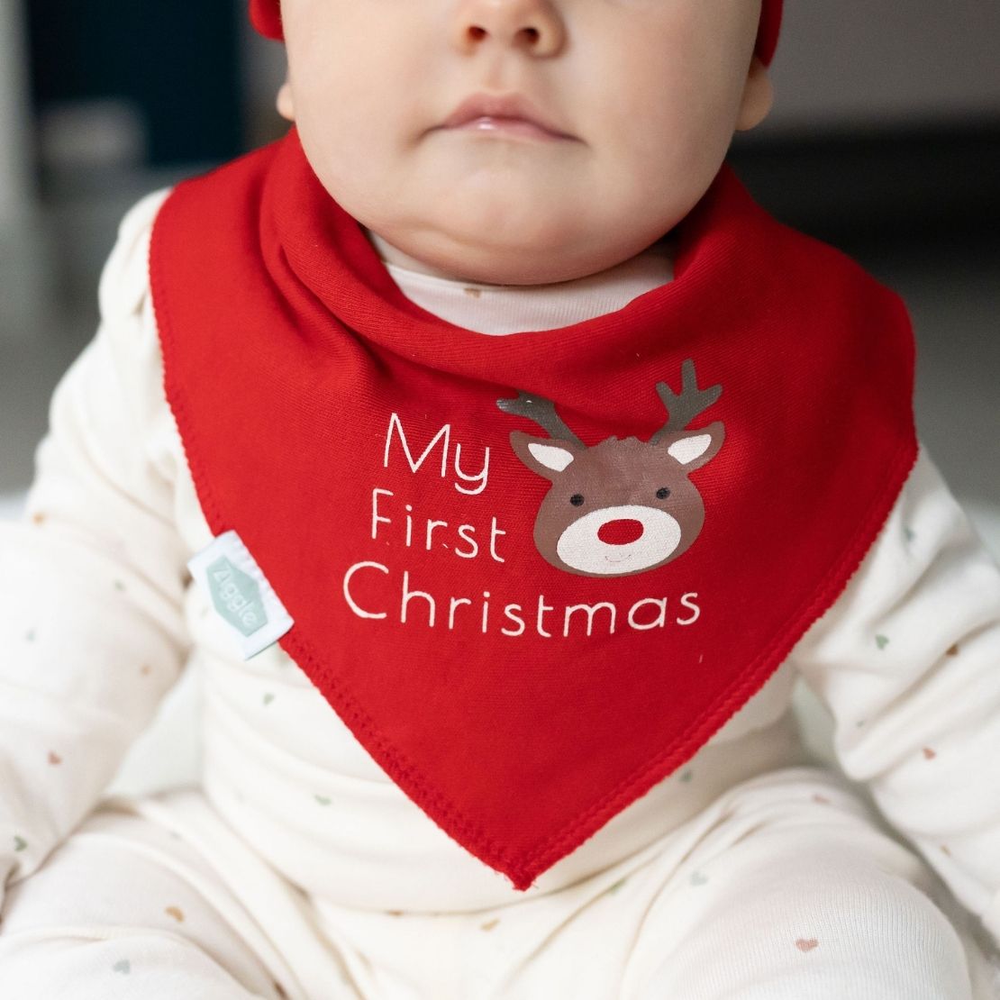 Ziggle My First Christmas Reindeer Bib - Red 2 Shaws Department Stores