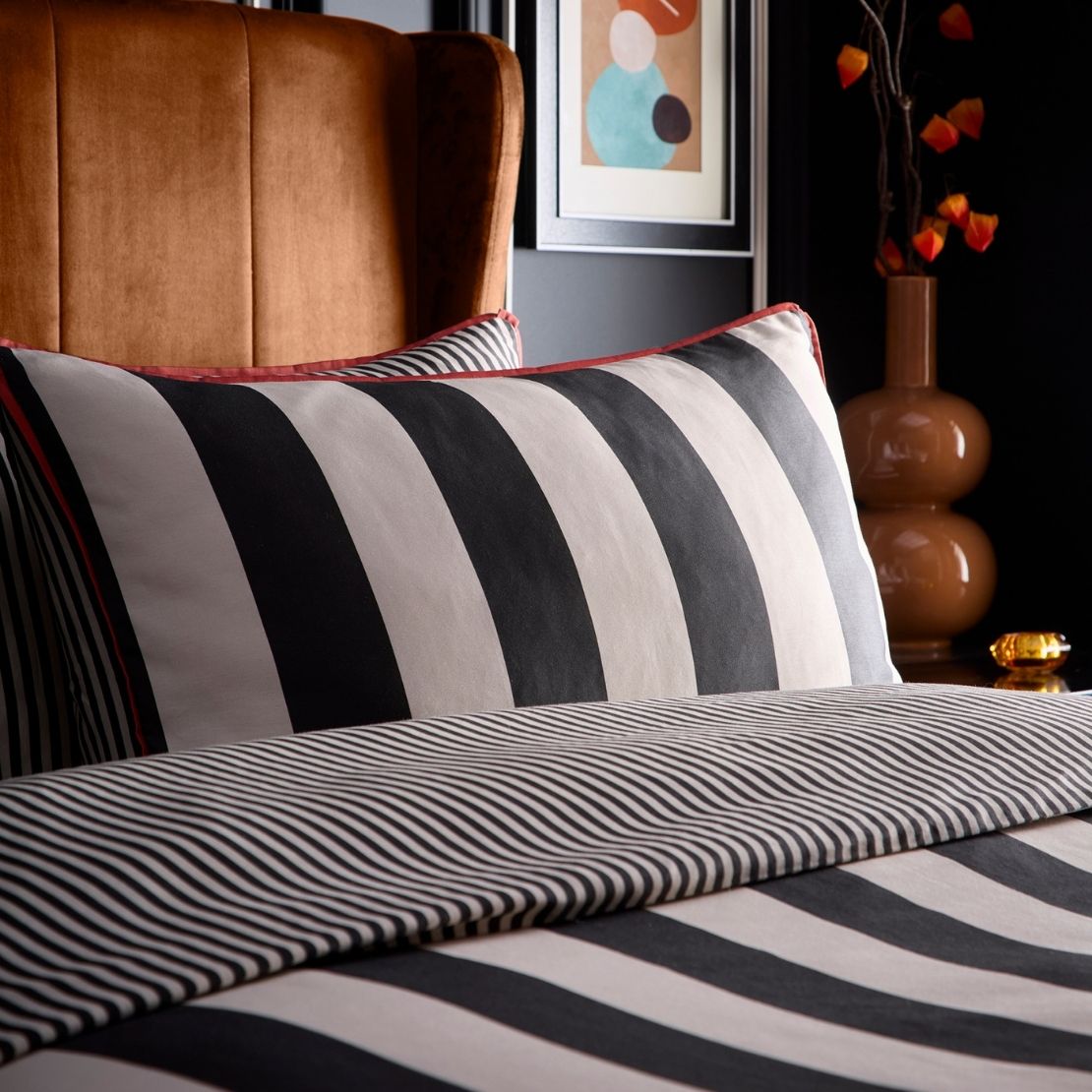 Laurence Llewelyn-bowen Festivo Circus Stripe Duvet Cover Set - Black 2 Shaws Department Stores