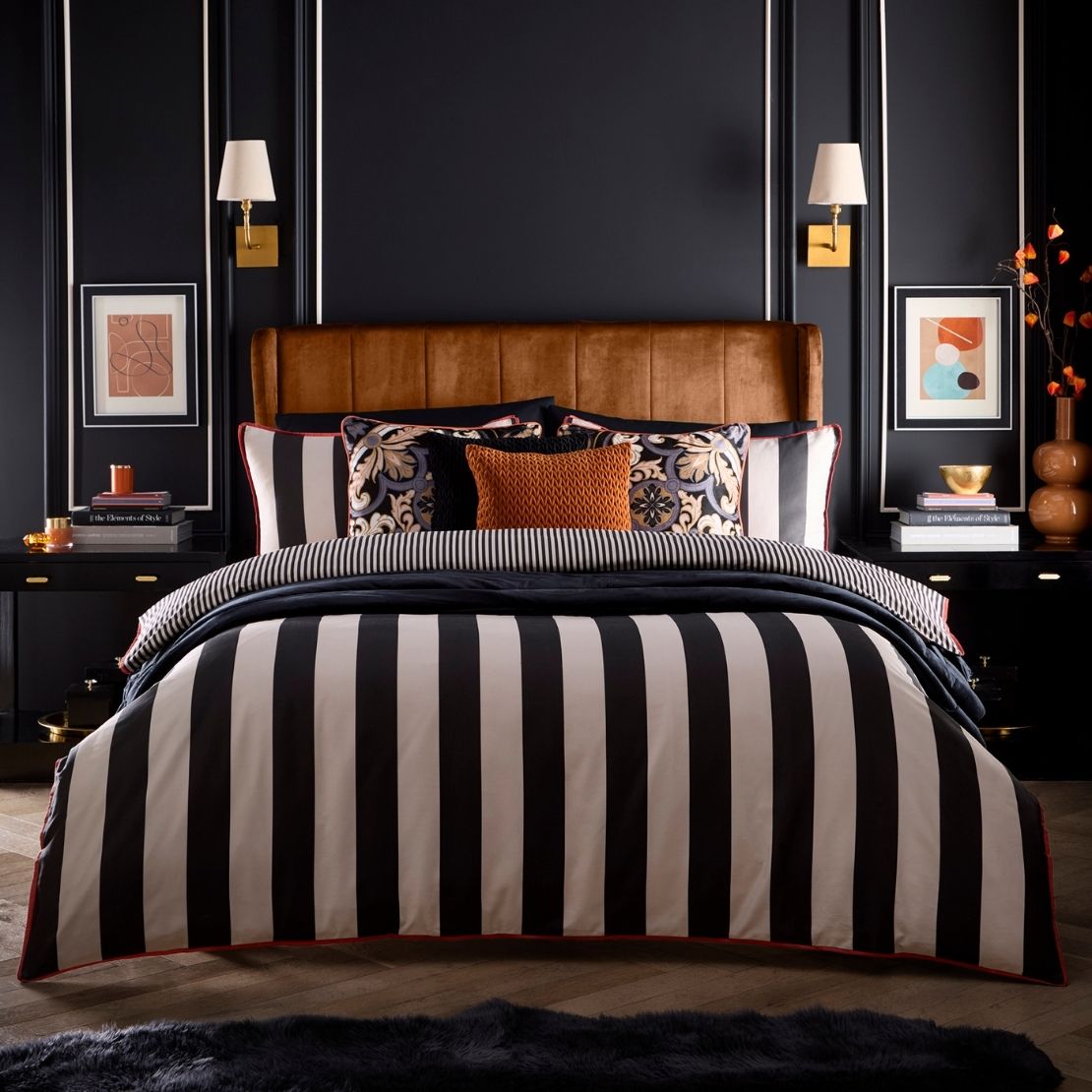 Laurence Llewelyn-bowen Festivo Circus Stripe Duvet Cover Set - Black 5 Shaws Department Stores