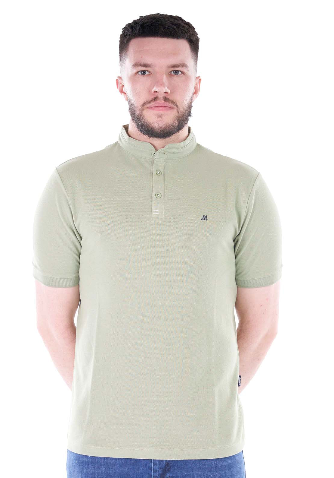 Mineral Field Grandad Piquet Tee - Sage 1 Shaws Department Stores