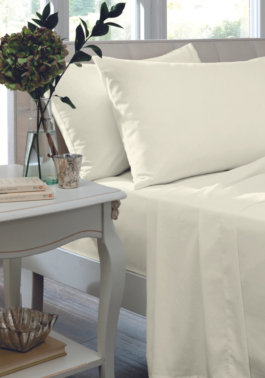 The Home Collection 300 Thread Count Flat Sheet - Cream 1 Shaws Department Stores