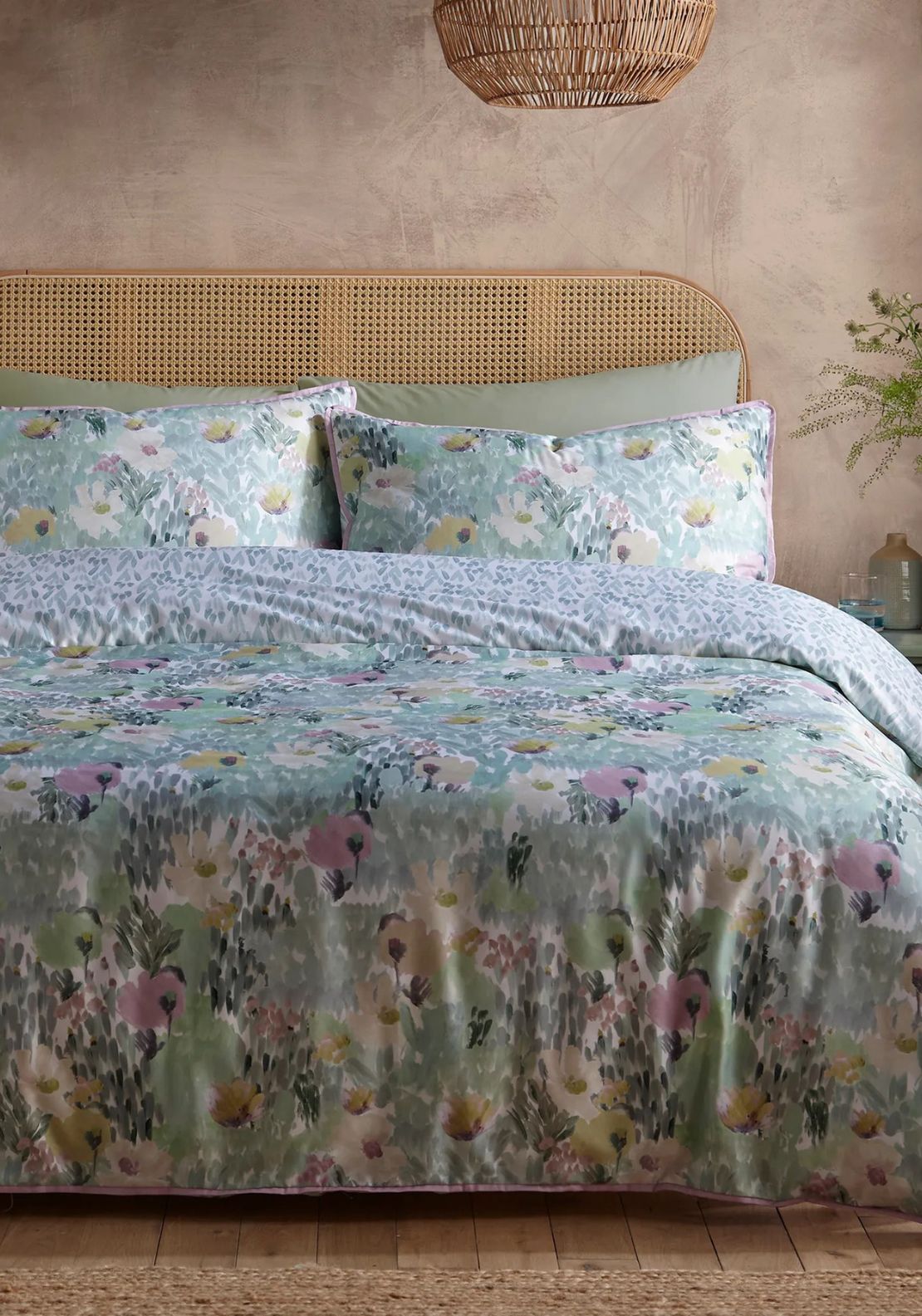 Heather & Ferne 100% Cotton Floral Duvet Cover Set - Green 1 Shaws Department Stores