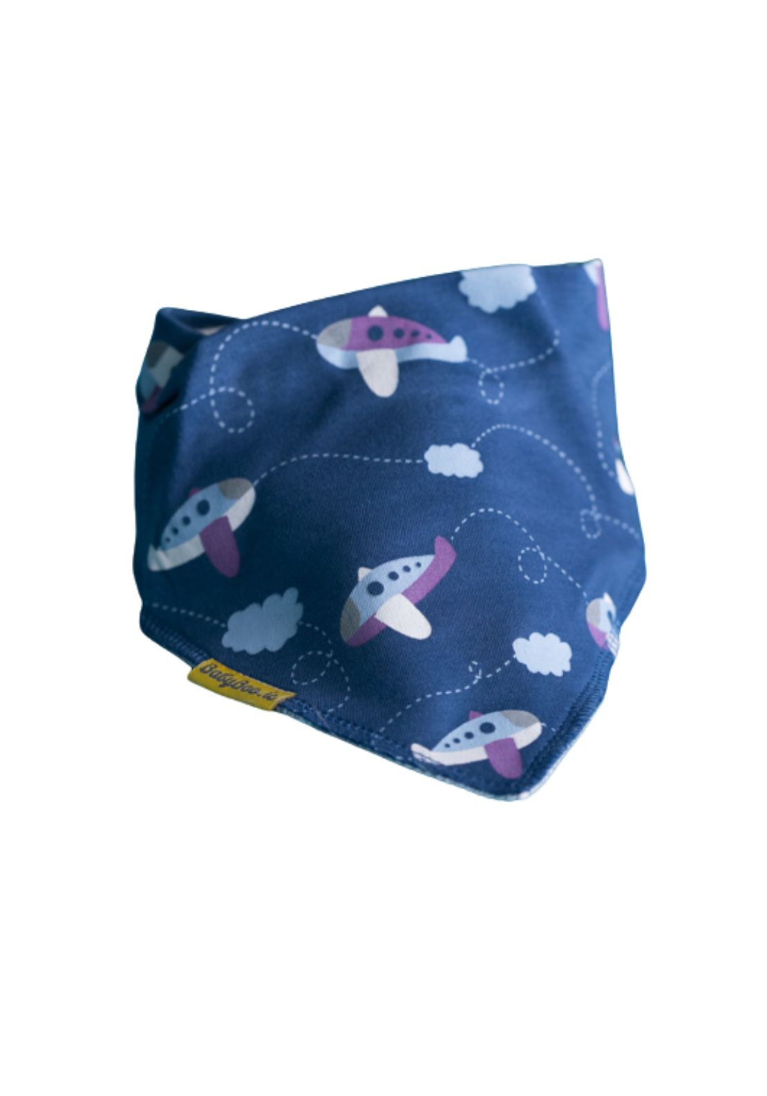 Babyboo Fly Away Aeroplanes Organic Cotton DribbleBoo Bandana Bib - Blue 1 Shaws Department Stores